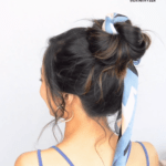 483011128792732239 Need a Playful Effortless Hairstyle Try a Messy Bun with a Hair Scarf Its Super Easy